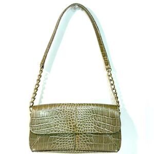 Liz Claiborne Metallic Croc Embossed Faux Leather Mini Bag with Chain Strap